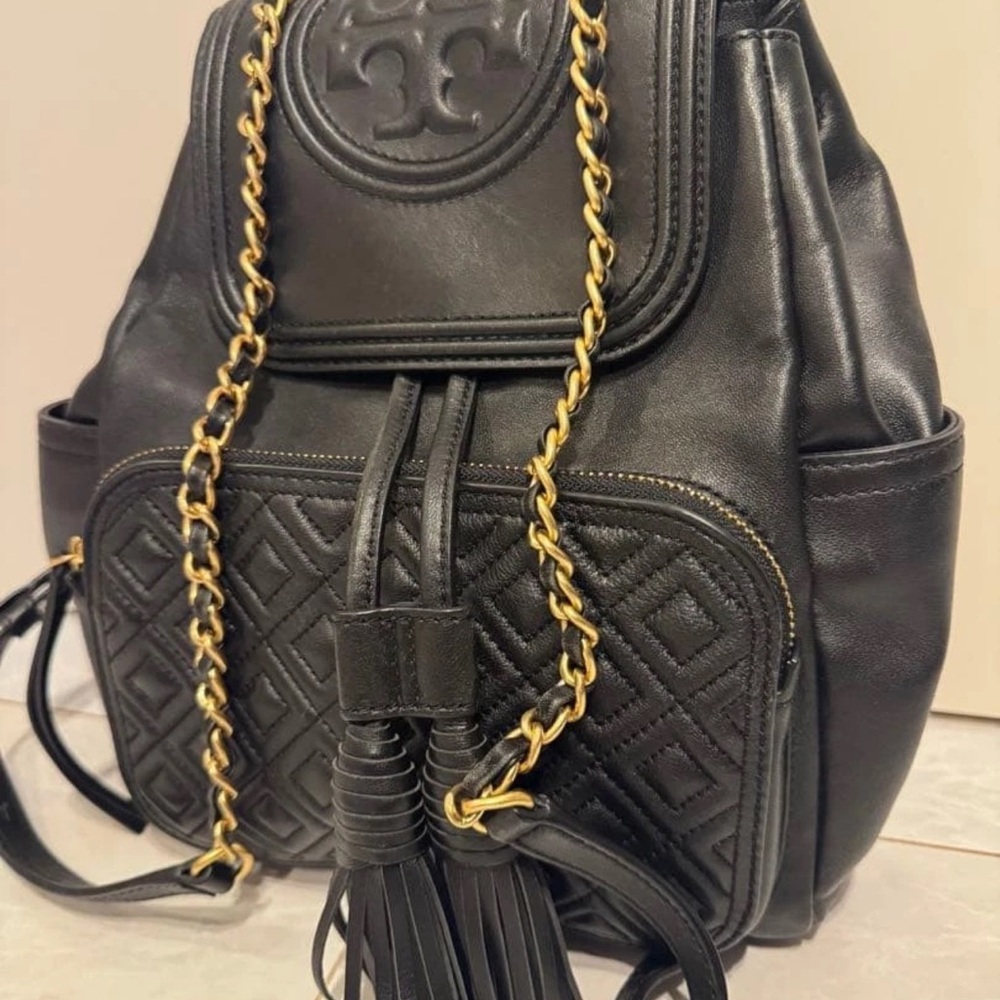 Tory Burch Navy Quilted Backpack - Picture 3 of 4
